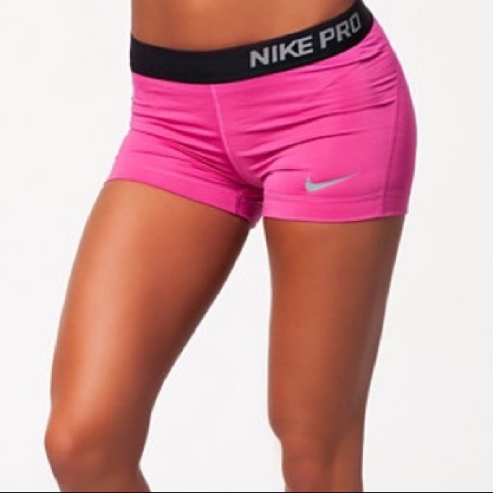 Hot pink Nike pro athletic spandex shorts